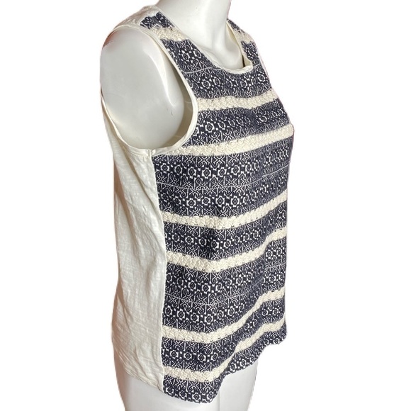 Lucky Brand Top Macrame Lace Striped Tank M - Picture 3 of 6